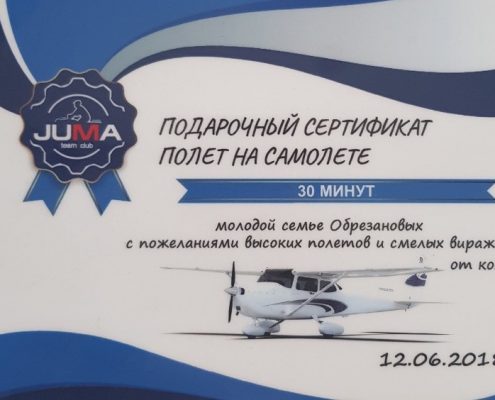 сертификат самолет полет харьков
